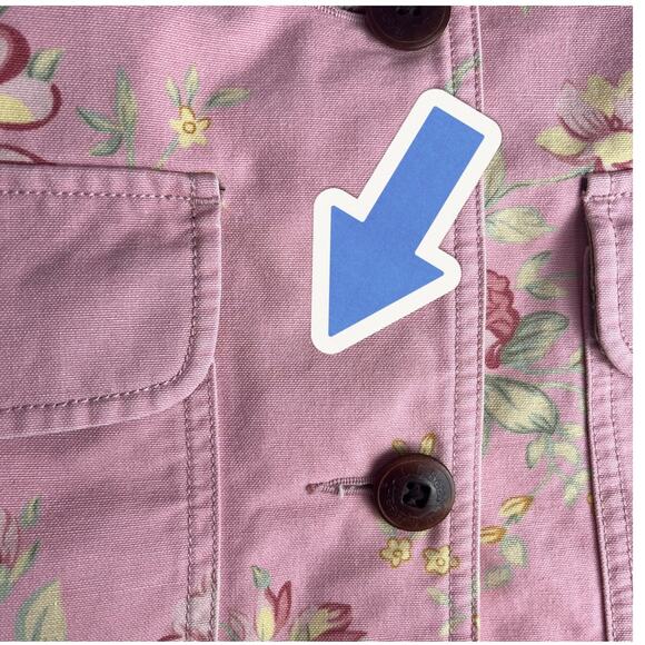 Vintage L.L. Bean Barn Chore Coat Floral Pink Jacket Medium Quilted Thinsulate - Picture 15 of 16